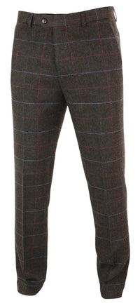 Cavani Tommy - Pantalones clásicos vintage de tweed con estampado de espiga para hombre