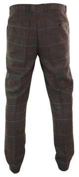 Cavani Tommy - Pantalones clásicos vintage de tweed con estampado de espiga para hombre