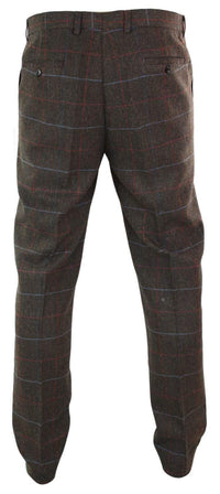 Cavani Tommy - Pantalones clásicos vintage de tweed con estampado de espiga para hombre