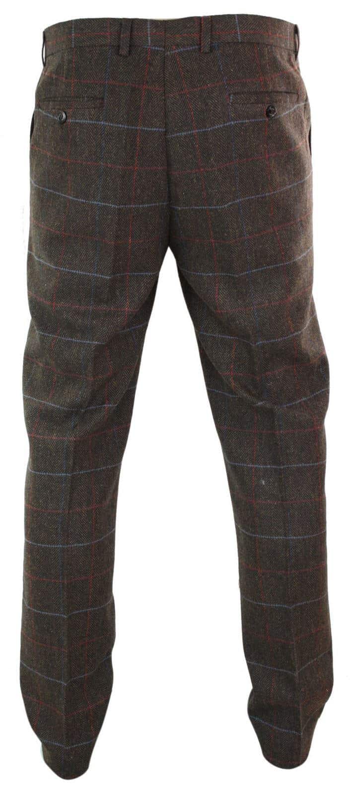 Cavani Tommy - Pantalones clásicos vintage de tweed con estampado de espiga para hombre