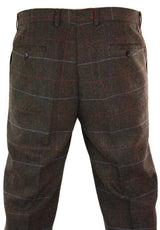Cavani Tommy - Pantalones clásicos vintage de tweed con estampado de espiga para hombre