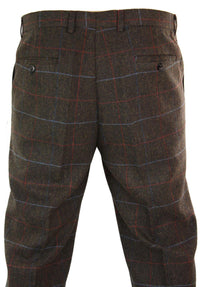 Cavani Tommy - Pantalones clásicos vintage de tweed con estampado de espiga para hombre