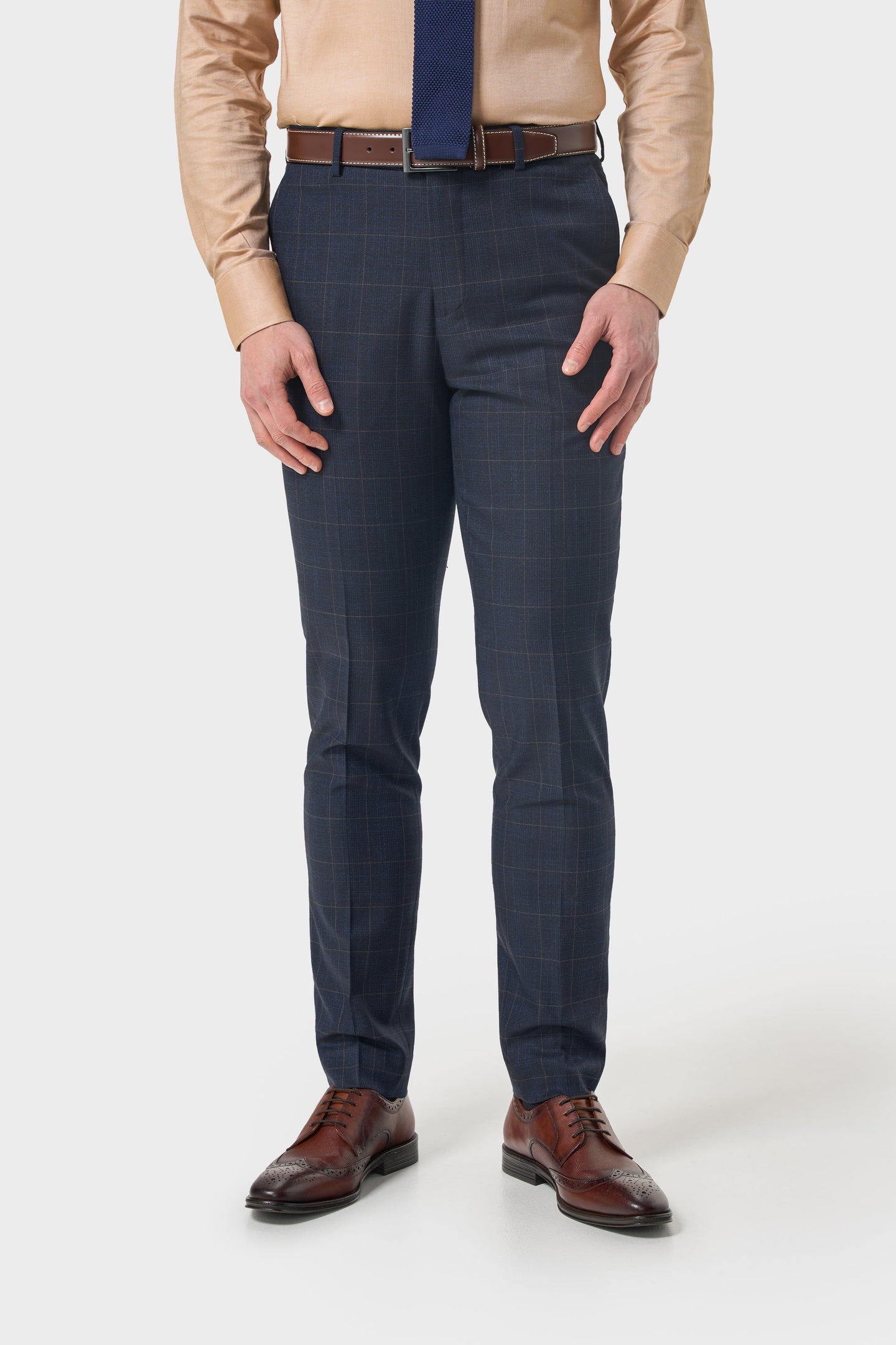 Torino - Pantalones formales de cuadros azul marino para hombre