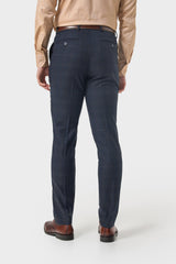 Torino - Pantalones formales de cuadros azul marino para hombre