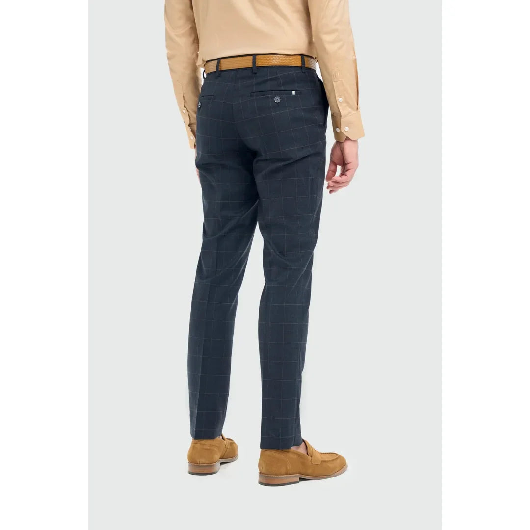 Torino - Pantalones formales de cuadros azul marino para hombre