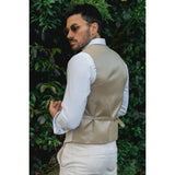 TP-10 - Traje de verano para hombre, chaleco y pantalón de lino, formal, color crema y beige, ideal para bodas.