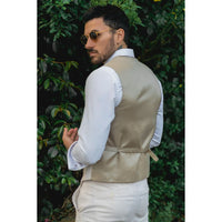 TP-10 - Traje de verano para hombre, chaleco y pantalón de lino, formal, color crema y beige, ideal para bodas.
