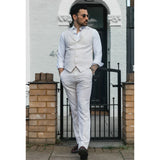 TP-10 - Traje de verano para hombre, chaleco y pantalón de lino, formal, color crema y beige, ideal para bodas.