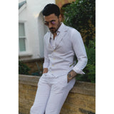 TP-11 - Traje de verano para hombre, chaleco y pantalón de lino, formal, gris claro, para bodas.