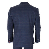 TP-32 - Traje de tres piezas de tweed de mezcla de lana azul marino estilo Gatsby para hombre