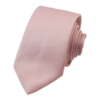 Corbata y pañuelo de bolsillo para hombre, pañuelo de cuello, satén de seda, rosa claro empolvado, melocotón.