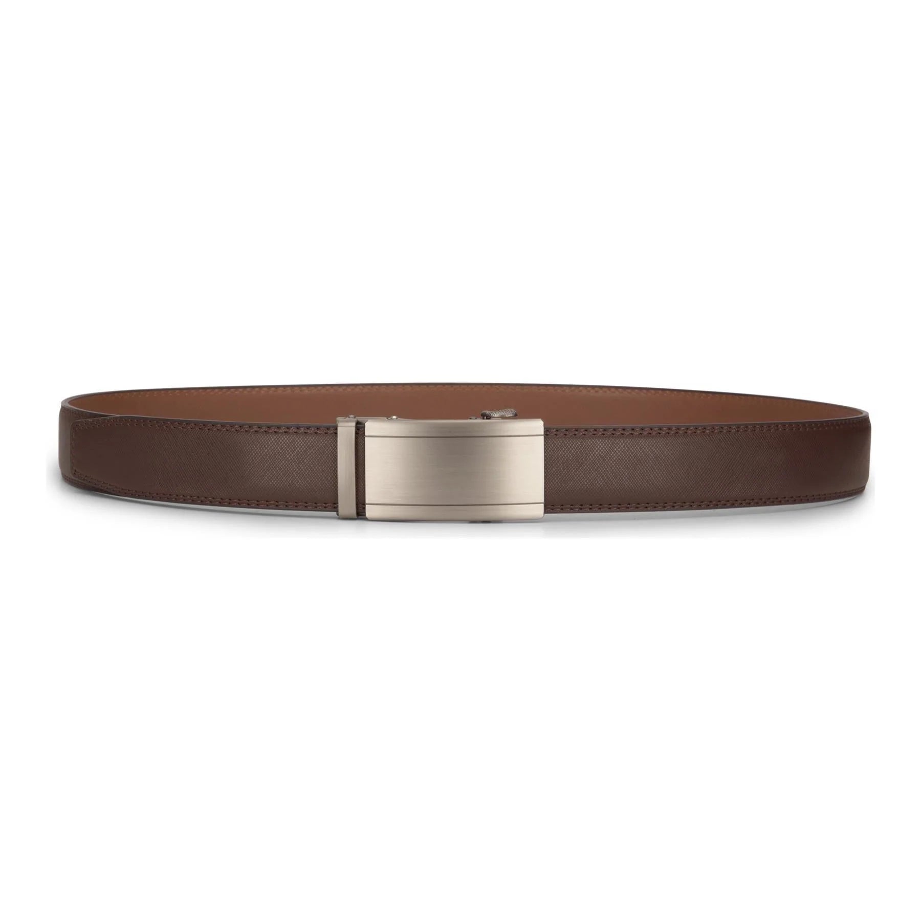 Cinturón de cuero marrón para hombre, con cierre de trinquete, para pantalones vaqueros y vestidos, 35 mm de ancho, ajustable a cualquier talla.