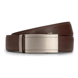 Cinturón de cuero marrón para hombre, con cierre de trinquete, para pantalones vaqueros y vestidos, 35 mm de ancho, ajustable a cualquier talla.