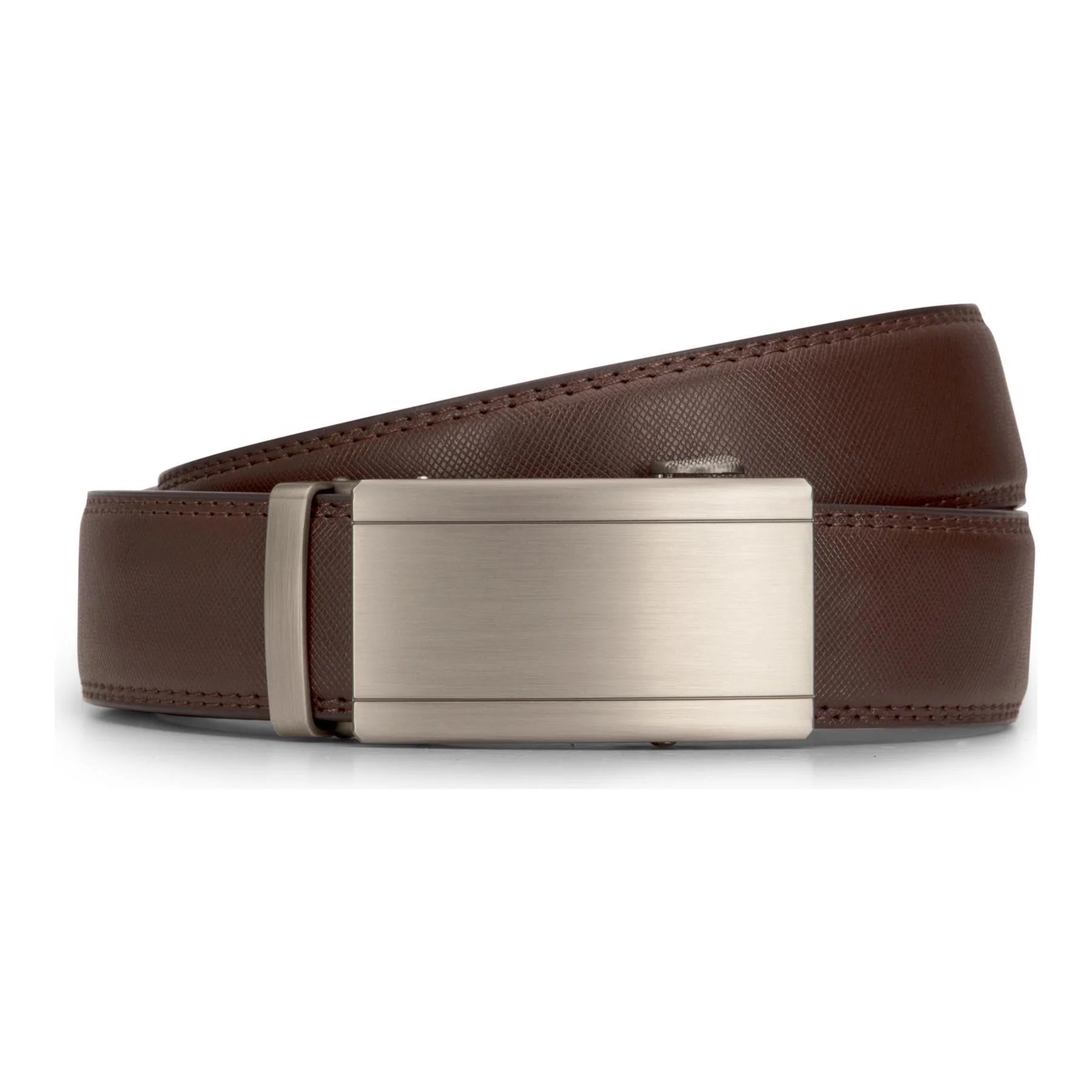 Cinturón de cuero marrón para hombre, con cierre de trinquete, para pantalones vaqueros y vestidos, 35 mm de ancho, ajustable a cualquier talla.