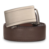 Cinturón de cuero marrón para hombre, con cierre de trinquete, para pantalones vaqueros y vestidos, 35 mm de ancho, ajustable a cualquier talla.