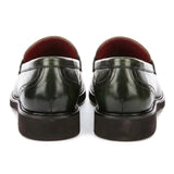 Tristian - Mocasines de tweed con espiga de piel verde para hombre