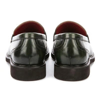 Tristian - Mocasines de tweed con espiga de piel verde para hombre