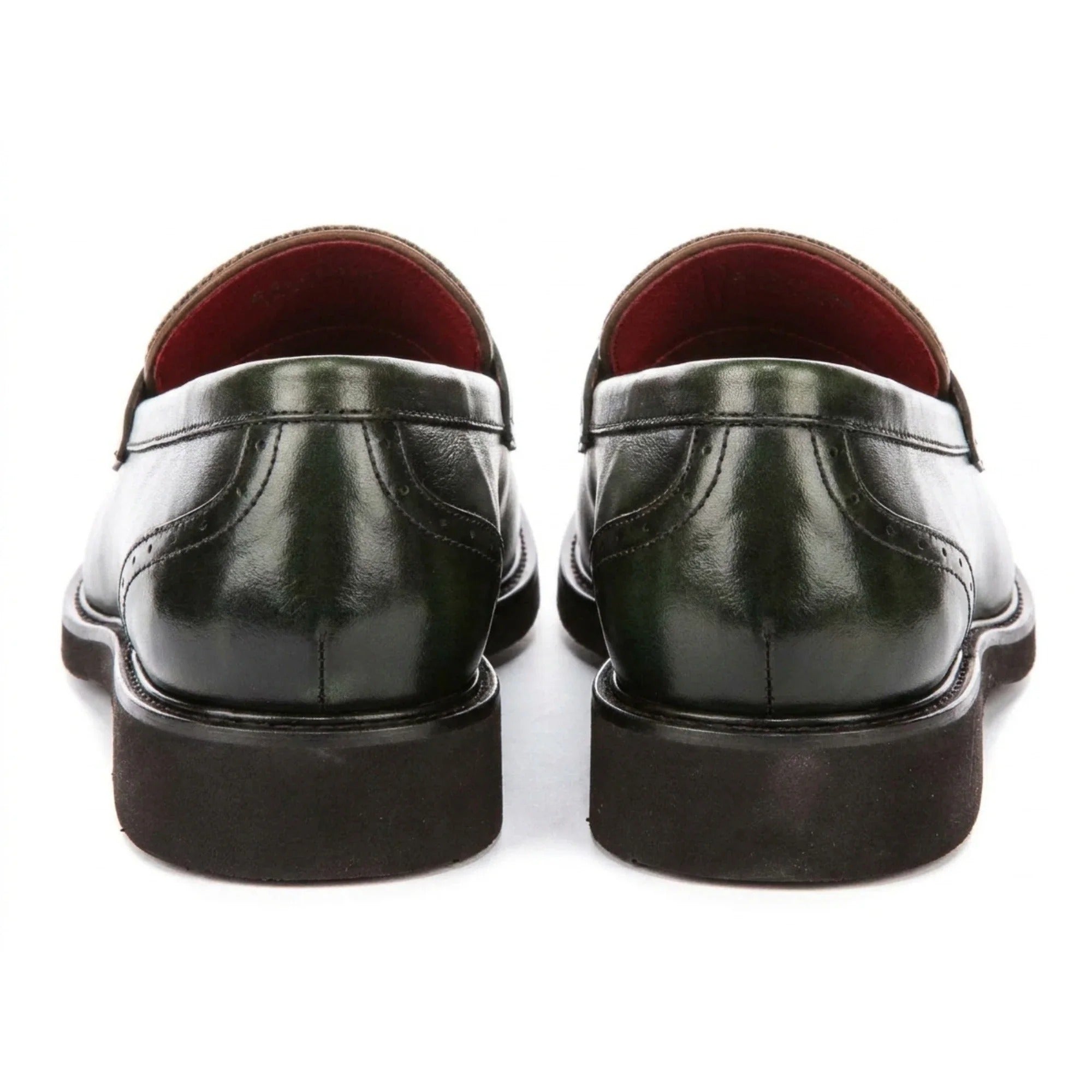 Tristian - Mocasines de tweed con espiga de piel verde para hombre