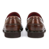Tristian - Mocasines de tweed con espiga en piel color camel para hombre