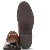 Tristian - Mocasines de tweed con espiga en piel color camel para hombre