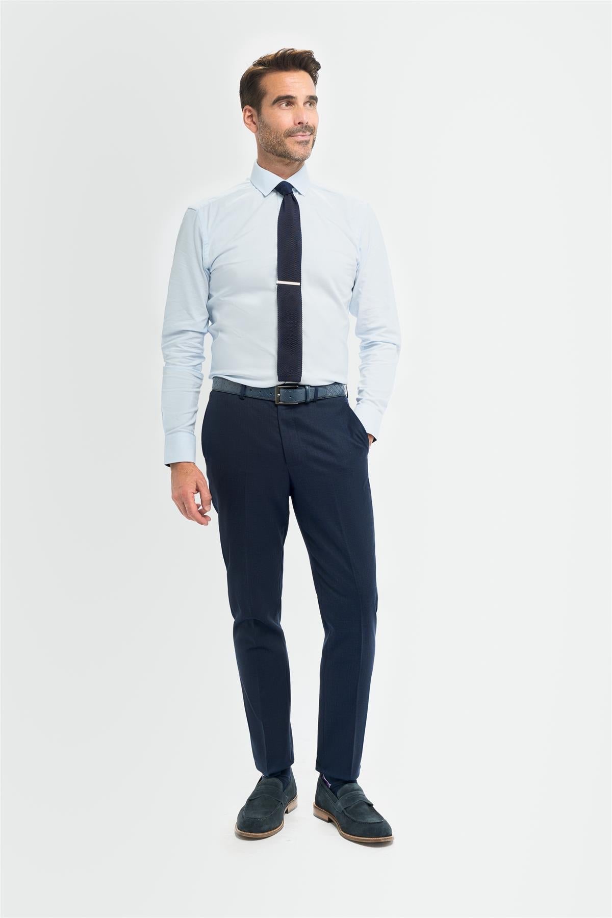 Tropez - Pantalones formales azul marino para hombre