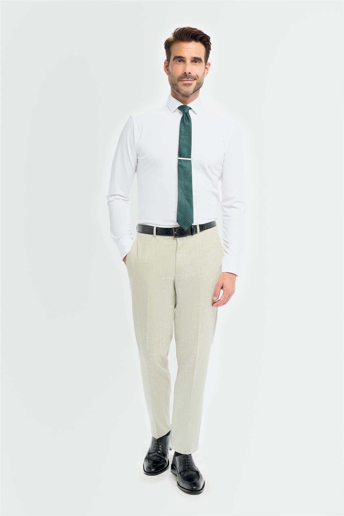 Tropez - Pantalones formales de hombre color verde salvia