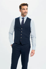 Traje de tres piezas azul marino de corte sastre para hombre Tropez