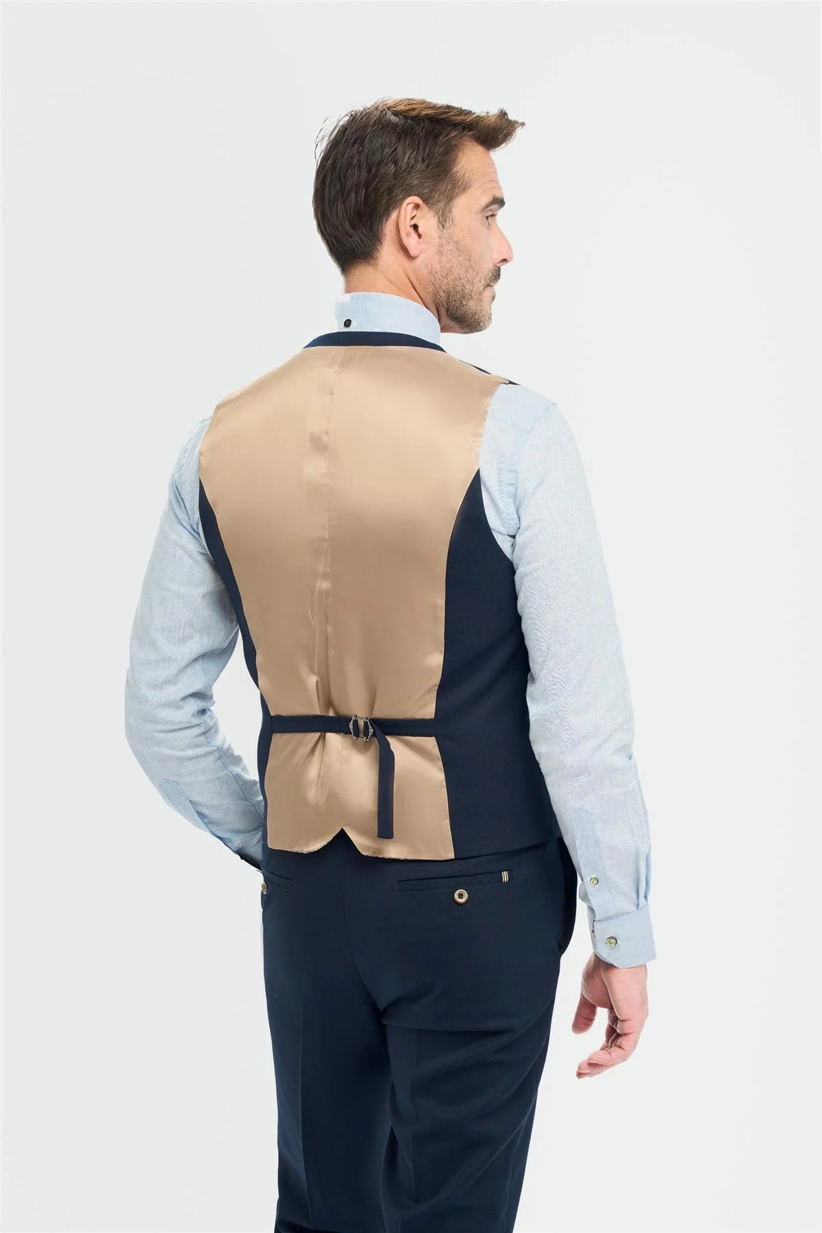 Traje de tres piezas azul marino de corte sastre para hombre Tropez