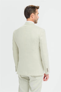 Traje de tres piezas para hombre Tropez, color verde salvia, corte sastre.