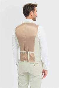 Traje de tres piezas para hombre Tropez, color verde salvia, corte sastre.