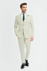 Traje de tres piezas para hombre Tropez, color verde salvia, corte sastre.