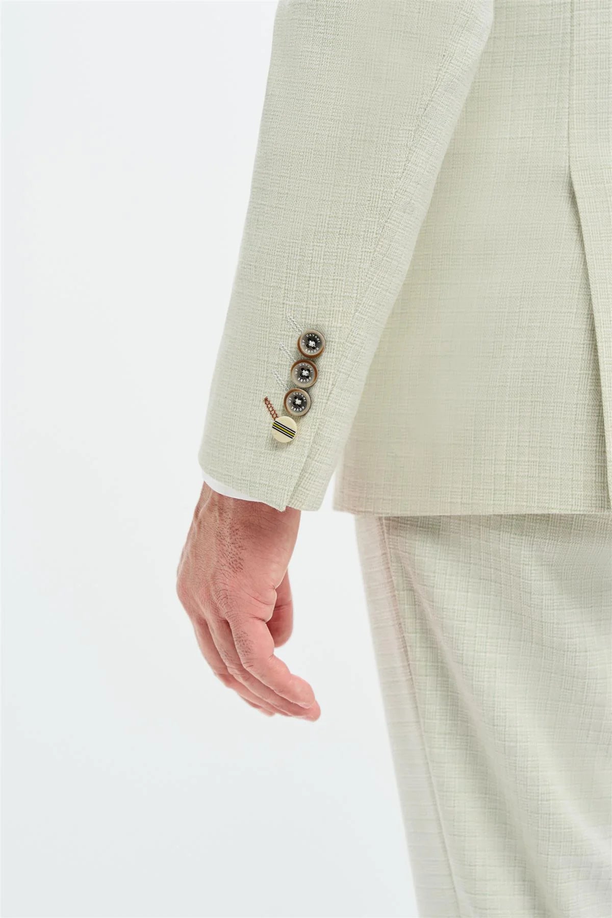 Traje de tres piezas para hombre Tropez, color verde salvia, corte sastre.