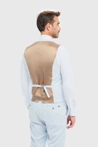 Traje de hombre de 3 piezas azul cielo de corte sastre Tropez