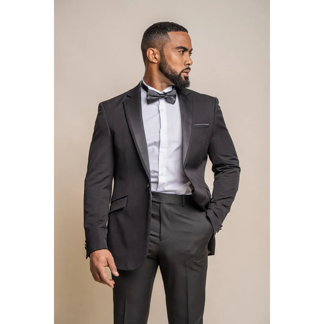 Esmoquin - Blazer clásico de esmoquin negro para hombre