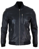 Chaqueta bomber de cuero negro para hombre