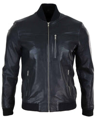 Chaqueta bomber de cuero negro para hombre