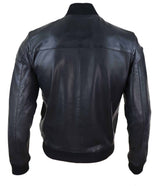 Chaqueta bomber de cuero negro para hombre