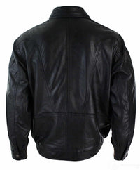 Chaqueta bomber clásica para hombre de cuero auténtico lavado marrón nobuk negro con cuello bomber negro.