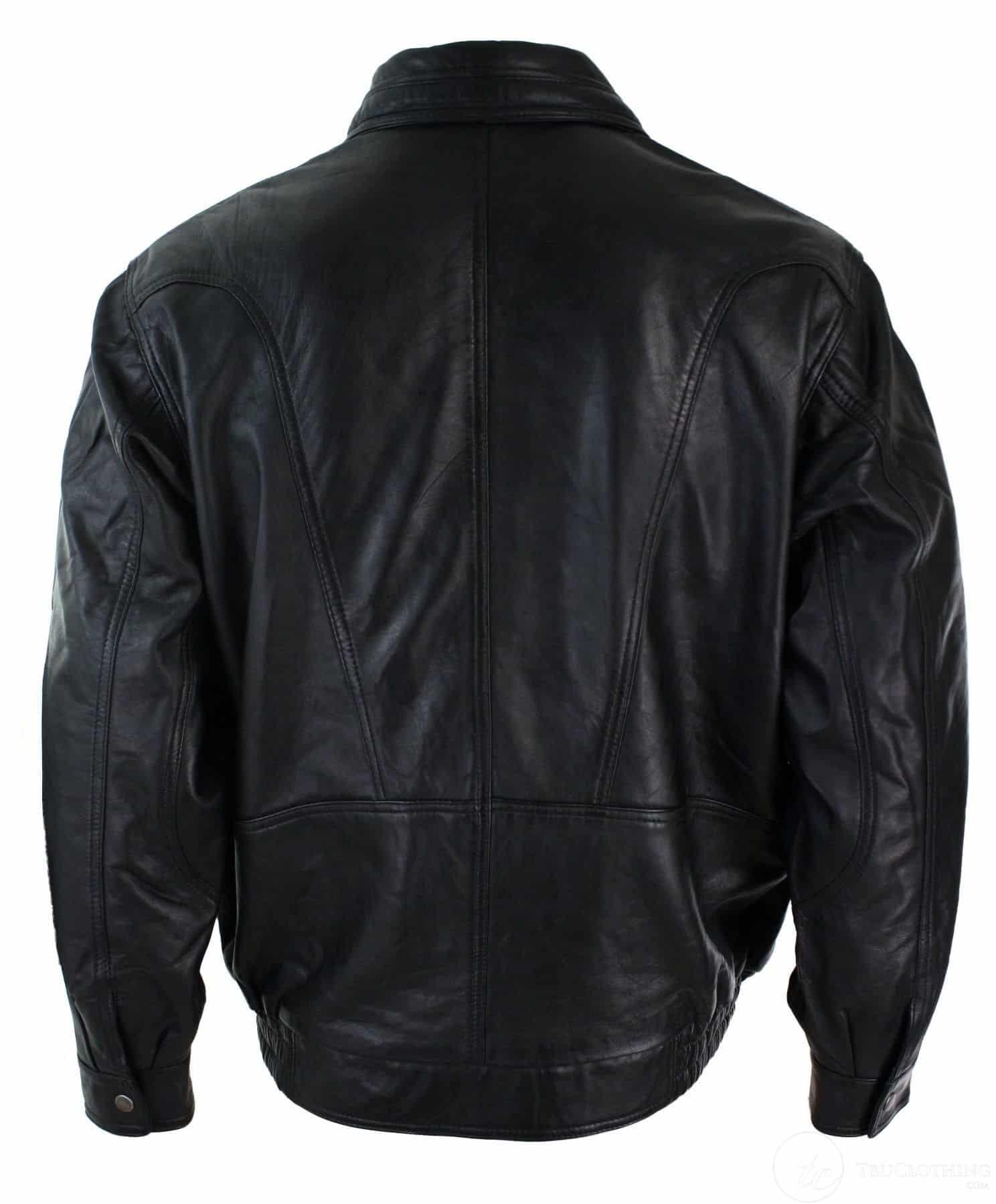 Chaqueta bomber clásica para hombre de cuero auténtico lavado marrón nobuk negro con cuello bomber negro.