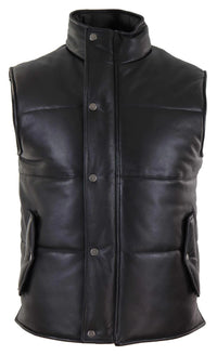 Chaleco de cuero auténtico para hombre, acolchado, con cremallera, estilo casual, color negro.