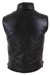 Chaleco de cuero auténtico para hombre, acolchado, con cremallera, estilo casual, color negro.