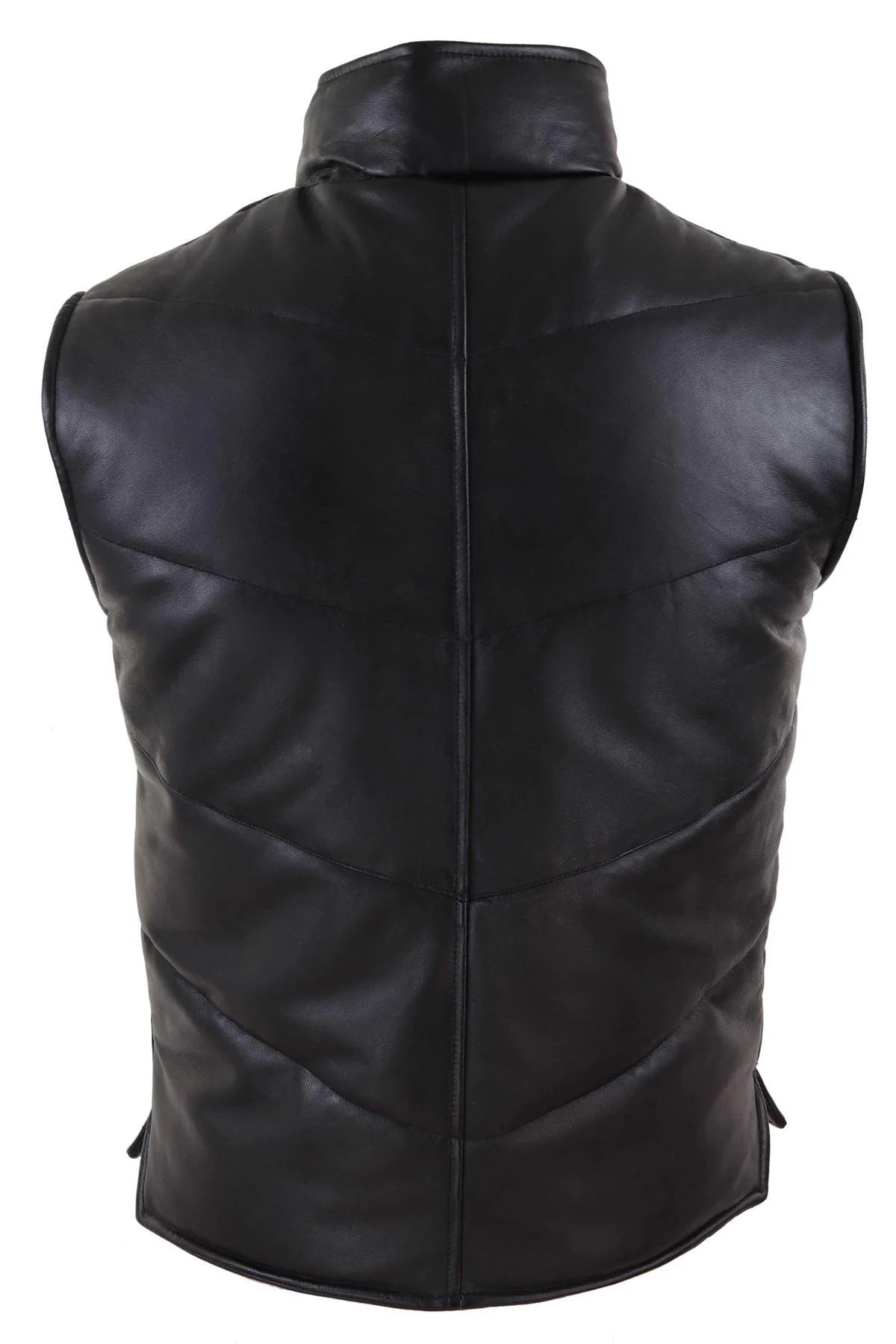 Chaleco de cuero auténtico para hombre, acolchado, con cremallera, estilo casual, color negro.