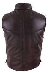 Chaleco de cuero auténtico para hombre, acolchado, con cremallera, estilo casual, color marrón.