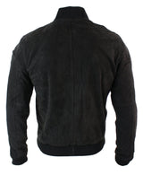 Chaqueta bomber universitaria de cuero de gamuza auténtica para hombre, estilo retro vintage clásico - Marrón