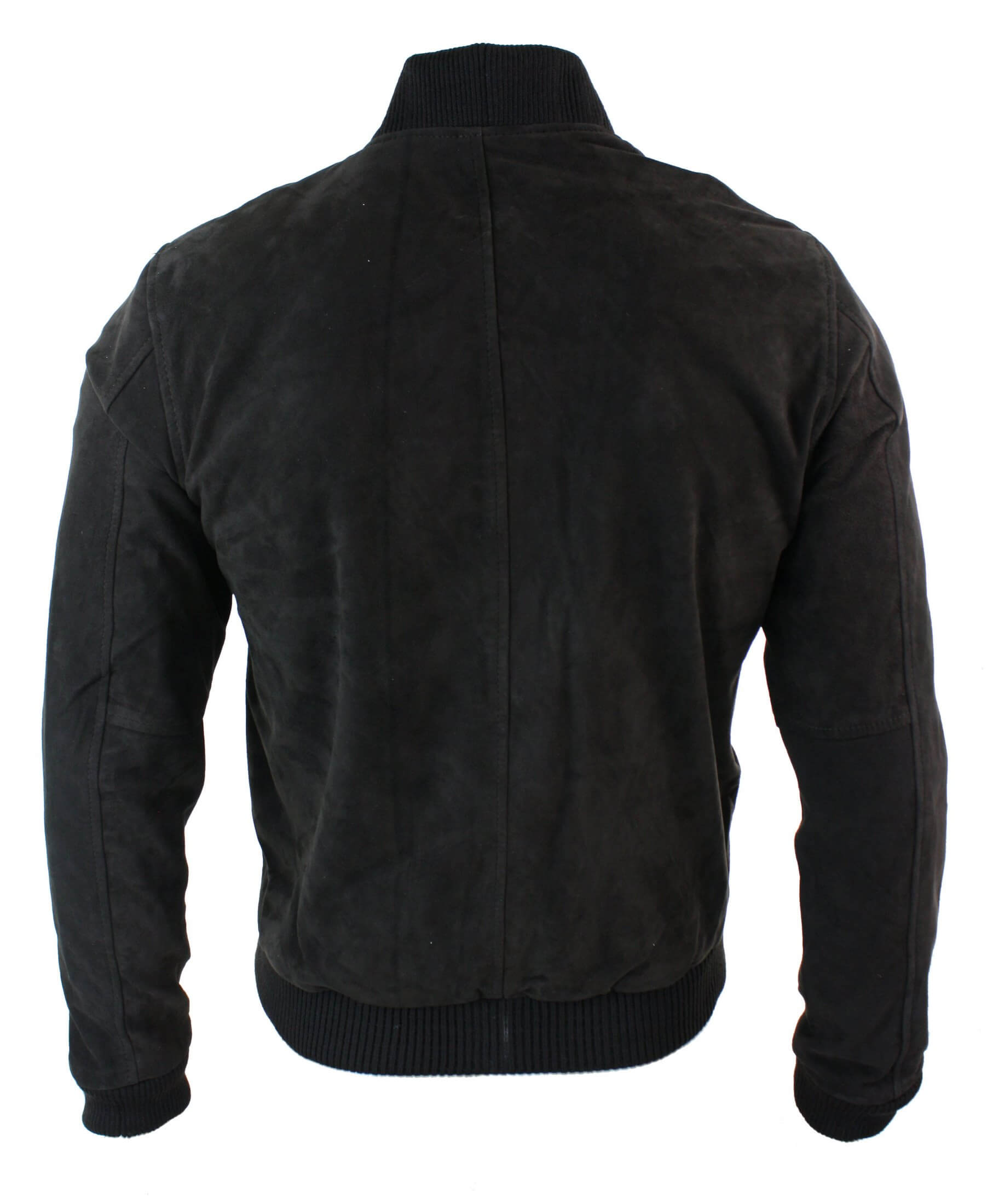 Chaqueta bomber universitaria de cuero de gamuza auténtica para hombre, estilo retro vintage clásico - Marrón