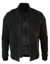 Chaqueta bomber universitaria de cuero de gamuza auténtica para hombre, estilo retro vintage clásico - Marrón