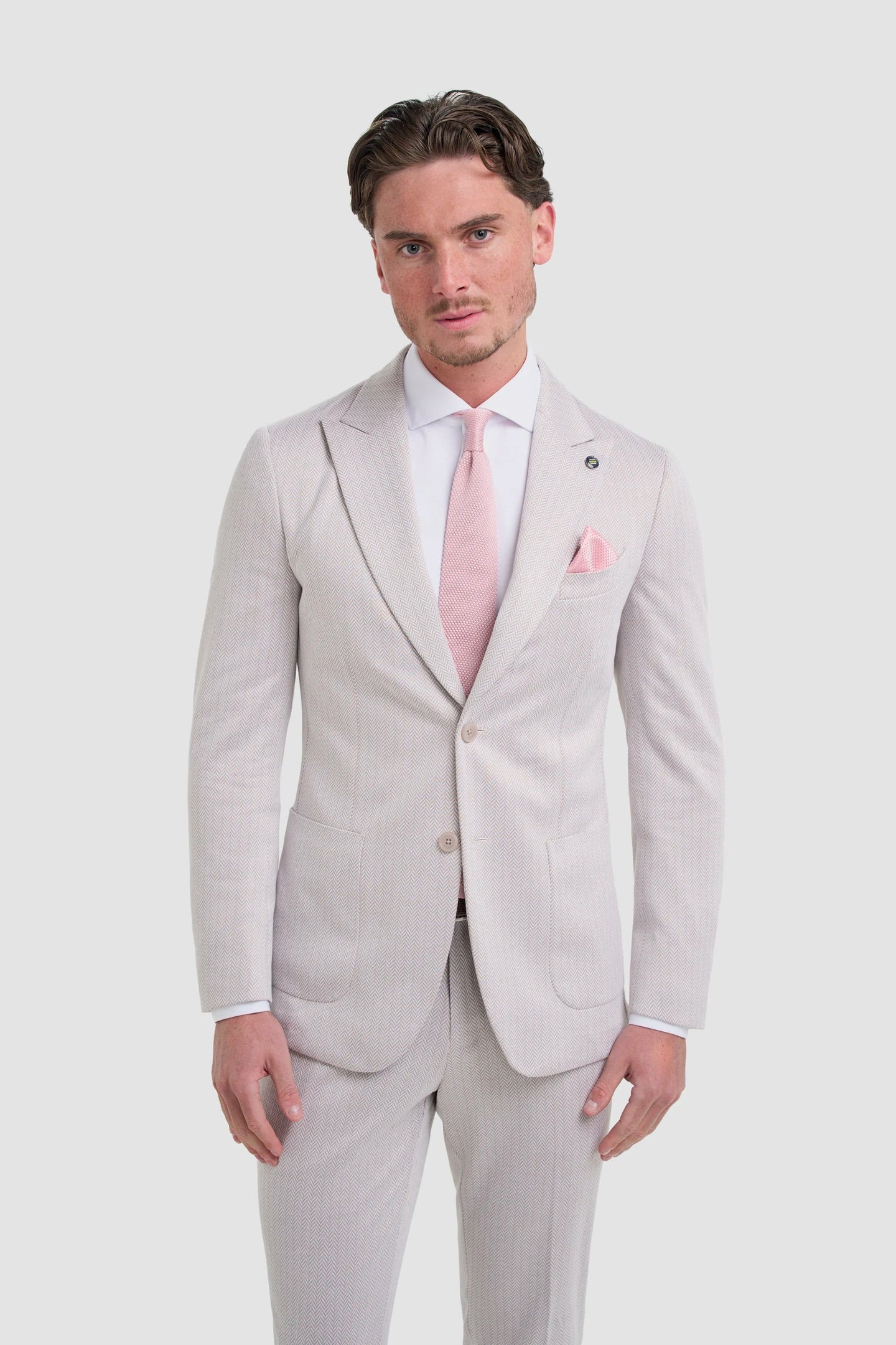 Vasco - Blazer beige de espiga para hombre
