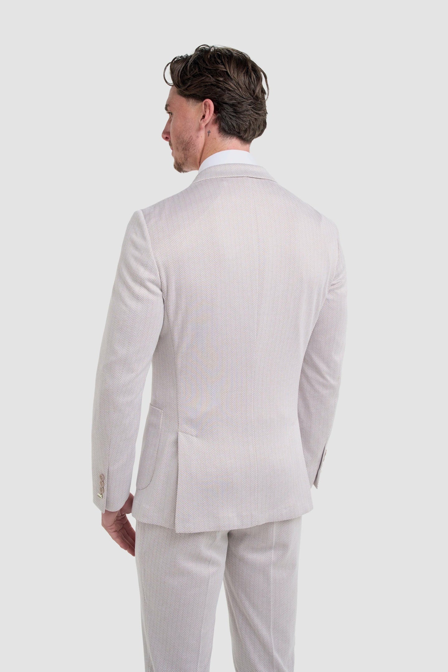 Vasco - Blazer beige de espiga para hombre