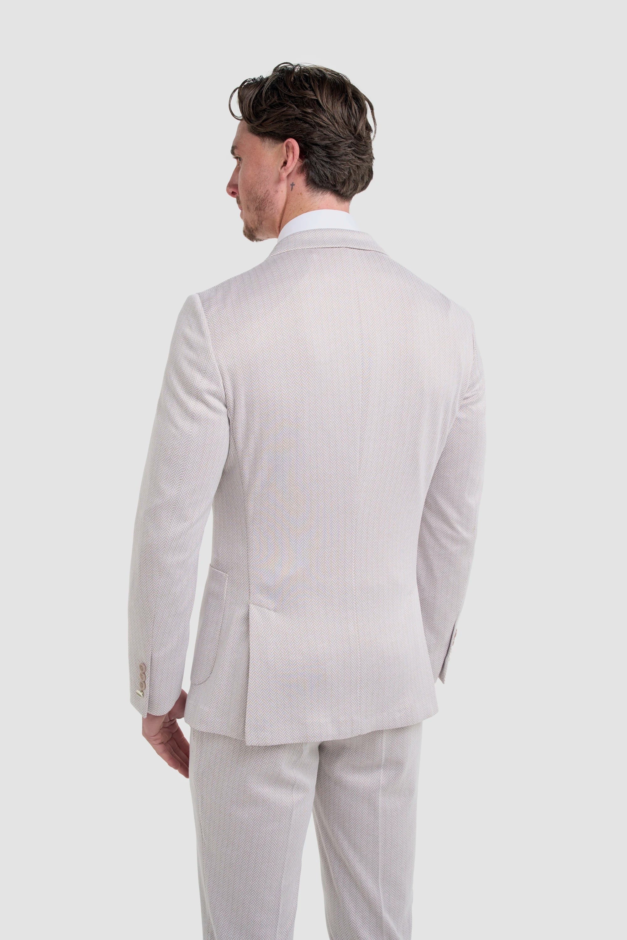 Vasco - Blazer beige de espiga para hombre