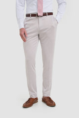 Vasco - Pantalones de hombre color beige con estampado de espiga